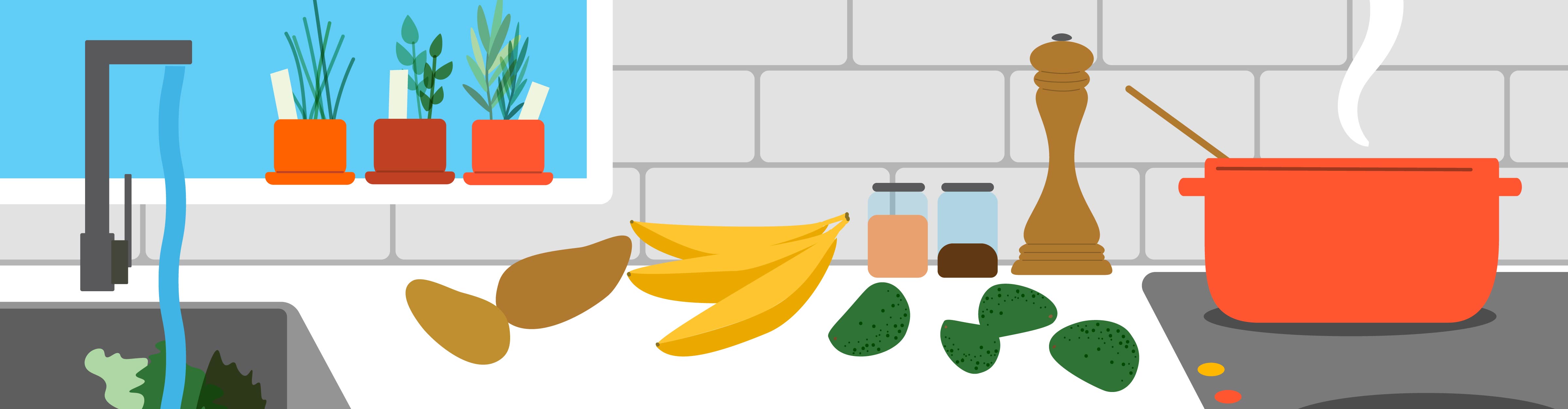 Illustration of a kitchen counter